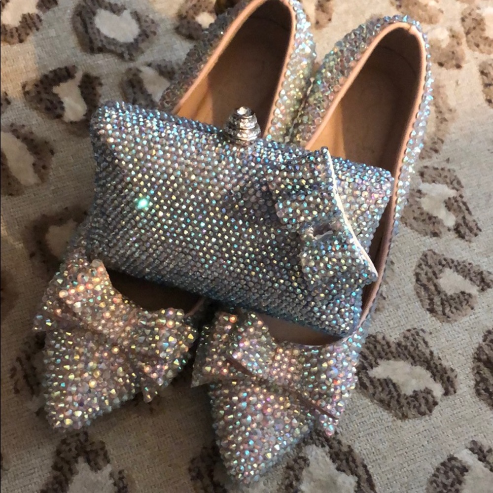 Marc Defang Rhinestone Sparkle Crystal Bow Clutch